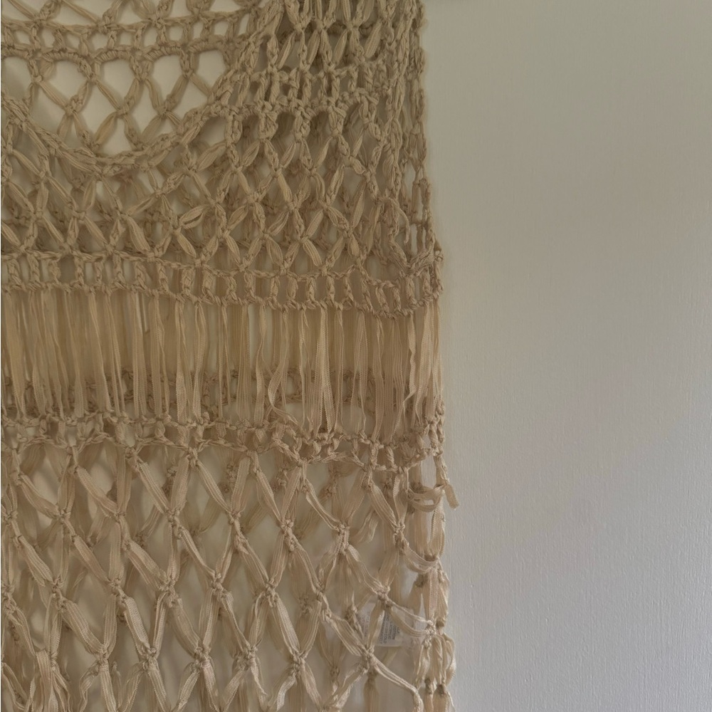 Beige Crochet Fringe Top